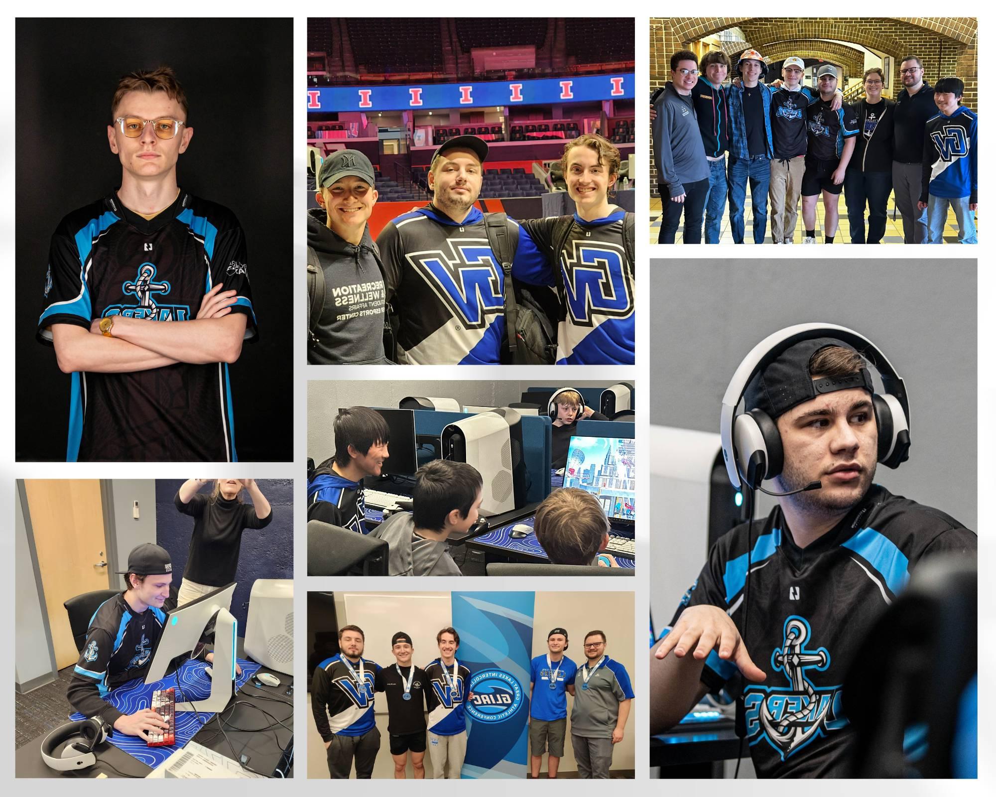 Photo Collage of Esports Club students participating in a variety of activities.